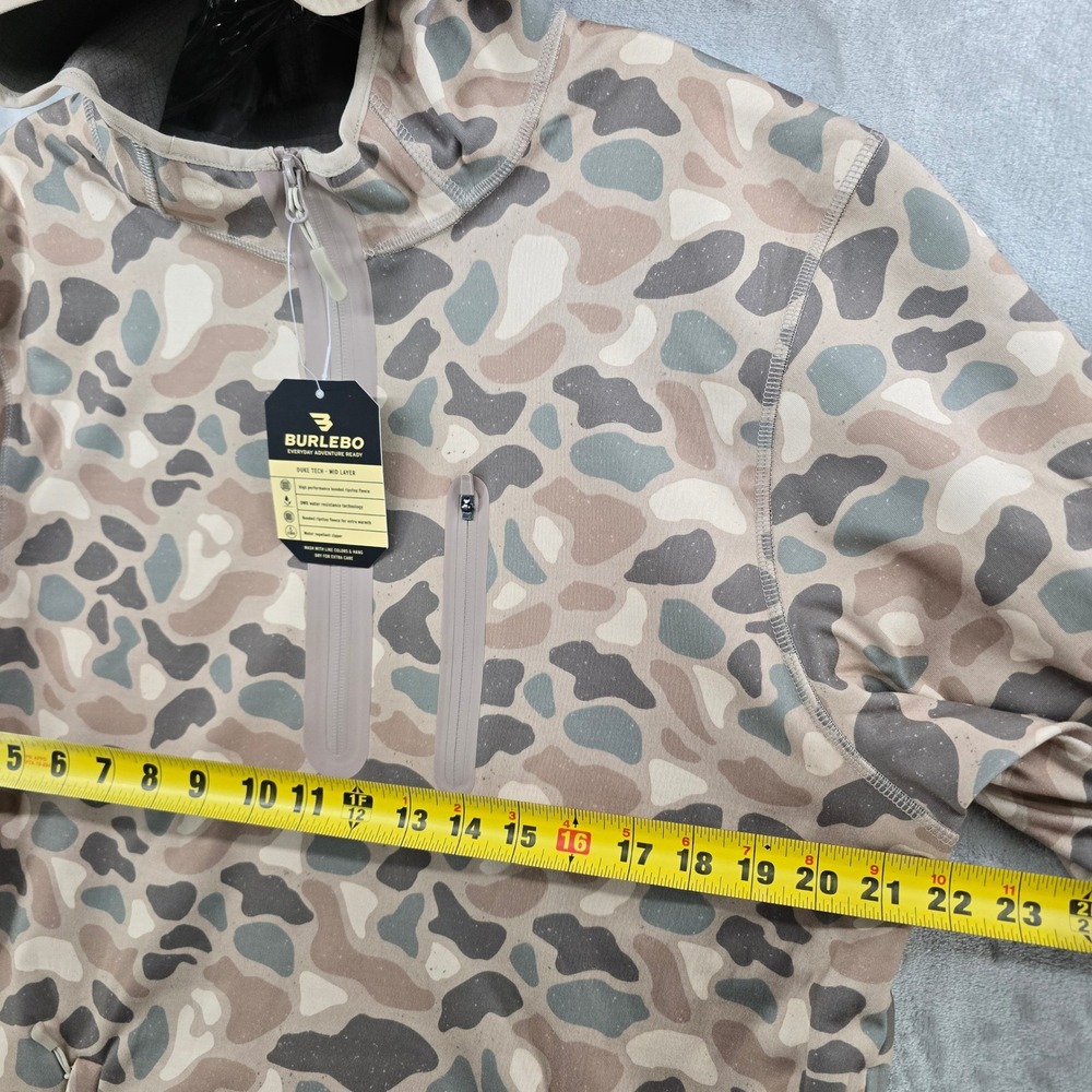 Burlebo Duke Tech Hoodie Mens Medium Brown Camo DWR Water Repellent Mid Layer - Picture 5 of 8